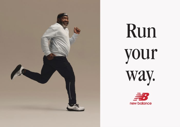 View of runner in New Balance apparel.